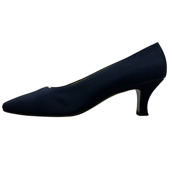 Pancaldi Women’s Navy Arianna Fabric Pointed-Toe Low Heels Pumps Size 10B - Picture 4 of 9